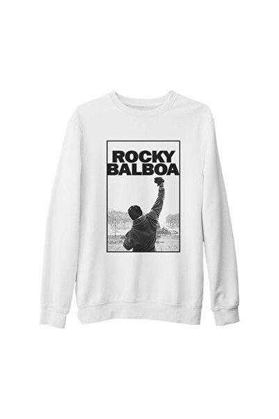 Lord T-Shirt Unisex Beyaz Rocky Balboa Kalın Sweatshirt