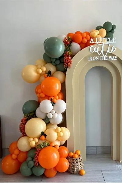 Çemrek Süs Parti Orange Green Balloon Chain Set of 100