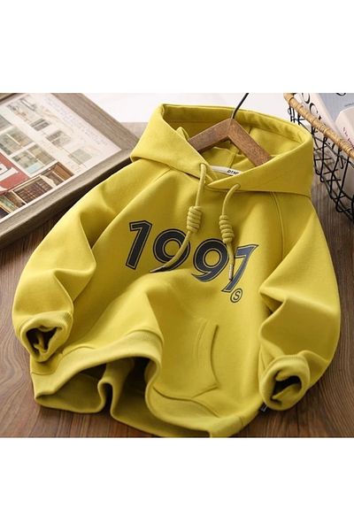 KİDS FACE Custom Design Hooded 1997 Printed Ruffy Winter New Style Trend Boy's Sweatshirt