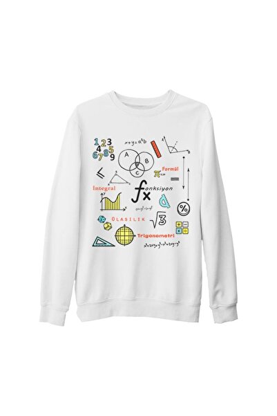 Lord T-Shirt Matematik - Integral Beyaz Kalın Sweatshirt