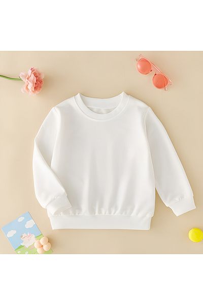 CDA Unisex Plain Baby Girl White Sweatshirt