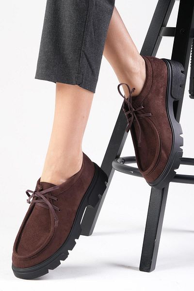Mio Gusto Hope Brown Thick Soled Women's Loafer Shoes