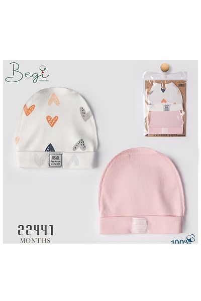 PARK BEBE 2-Piece Organic Cotton Hat Set for Baby Girl and Boy - Begi