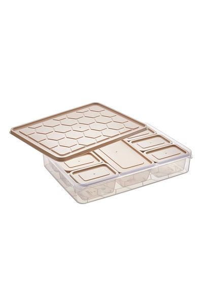 Realwest 8 Pieces 7 Compartment Multi Storage Set with Lid Breakfast Transparent