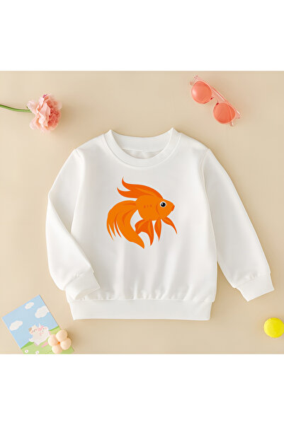 CDA Μικρό χρυσόψαρο Unisex κοριτσάκι μωρό λευκό φούτερ