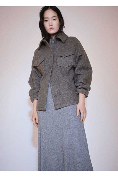 MANGO Woman Bouclé-Jacke mit Taschen