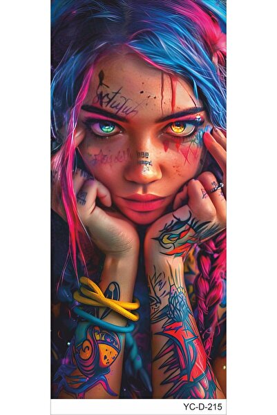 HMNL Araç Kapı Direk Kaplama Folyosu KIZ Desenli (Sağ Sol Takım) (2 Adet) - 2...