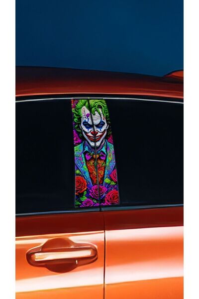 Hobi Butik Araç Kapı Direk Kaplama Folyosu Joker Desenli (SAĞ SOL TAKIM) (2 ADET) - 22x50 Cm