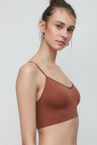 C&City C14003 Nahtloses Bustier mit dünnen Trägern, Braun