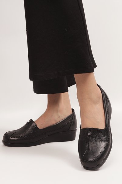 aka prestij ayakkabı comfort Genuine Leather Daily Use Stoned Mother's Shoes