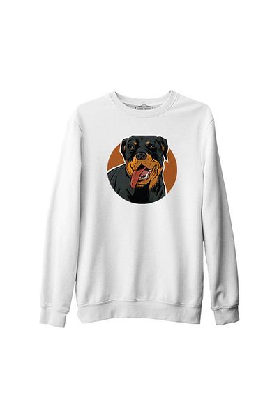 Lord T-Shirt Rottweiler Dog With Circular Background White Men's Thick Sweatshirt