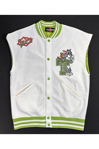 Plus Eighteen Plus Eighteen White Tom and Jerry Printed Vest