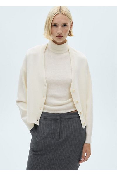 MANGO Woman V-neck knitwear cardigan