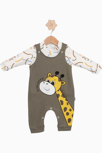 dinamik çocuk Baby Boy Long Sleeve Corduroy Fabric - Giraffe Printed, 0-3-6-9 Months