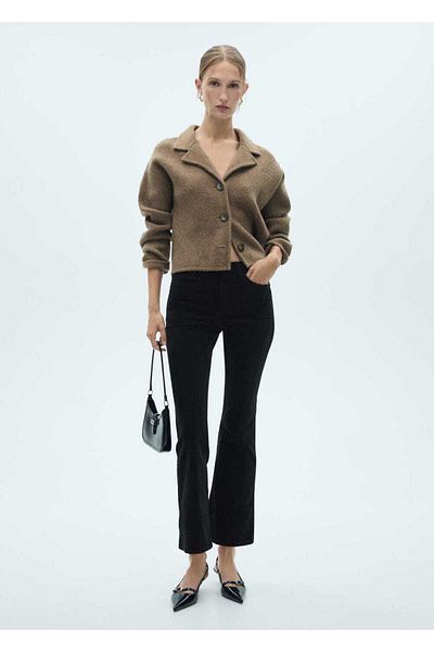MANGO Woman Sienna Flare Short Corduroy Jean Trousers