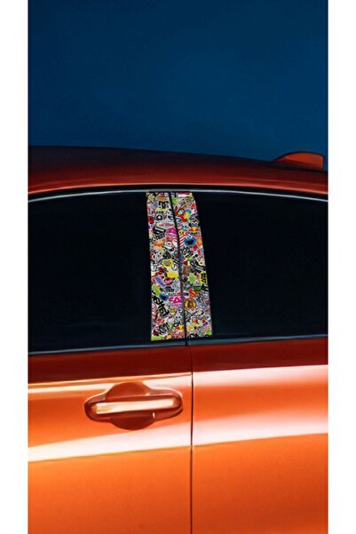 Hobi Butik Araç Kapı Direk Kaplama Folyosu Desenli (SAĞ SOL TAKIM) (2 ADET) -...