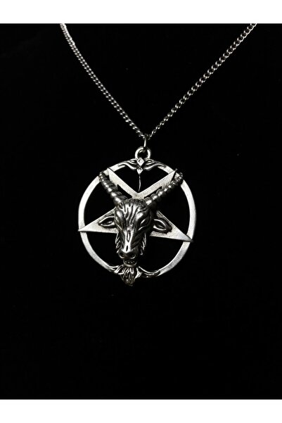 DarkellaStore Gotik Punk Pentagram Keçi Kafası Kolye