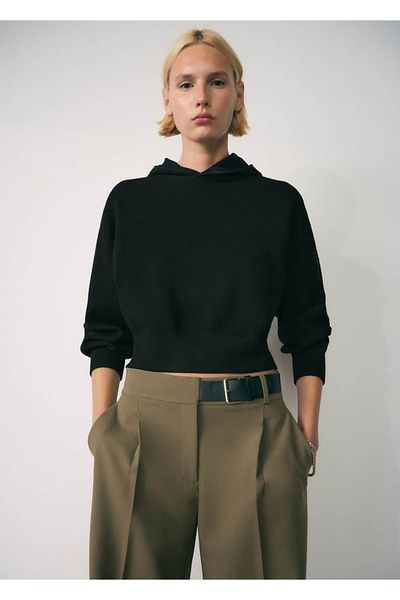 MANGO Woman Hooded Knitwear Sweater