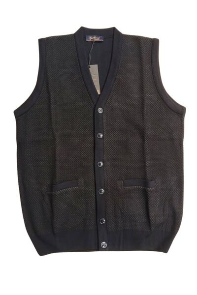 BLUES GALERİA ÖZEL TASARIM ÖRME DÜĞMELİ YELEK