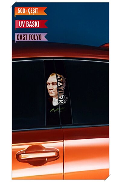 HMNL Araç Kapı Direk Kaplama Folyosu Atatürk Desenli (Sağ Sol Takım) (2 Adet) - 22x50 Cm