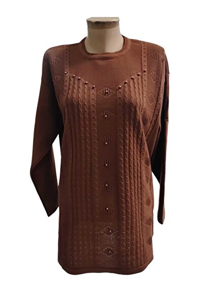 Sel Giyim New Season Battal Stone Detailed Knitwear Mom Sweater \ Mom Bluz