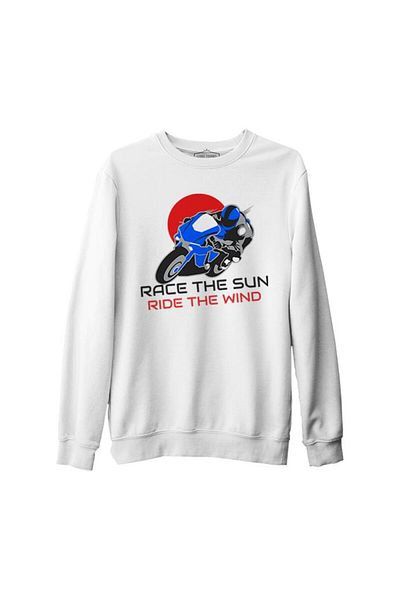 Lord T-Shirt Motorcycle Race The Sun White Men's Thick Sweatshirt