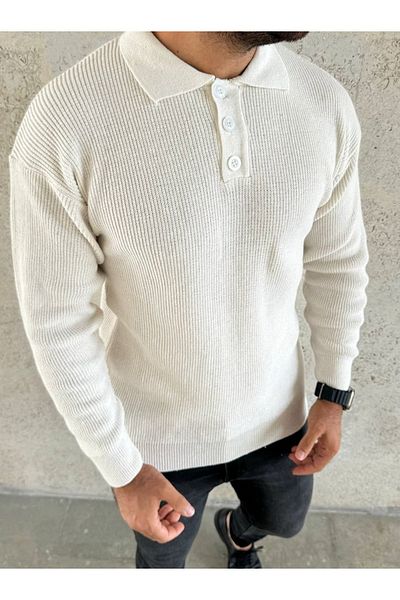 ROBERTO BORNOVA Ecru 3 Button Thessaloniki Knitted Sweater