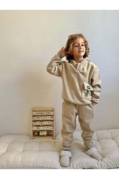 YİGİT BUTİK Yigit Boutique Fleece Fabric Hooded Boy Set
