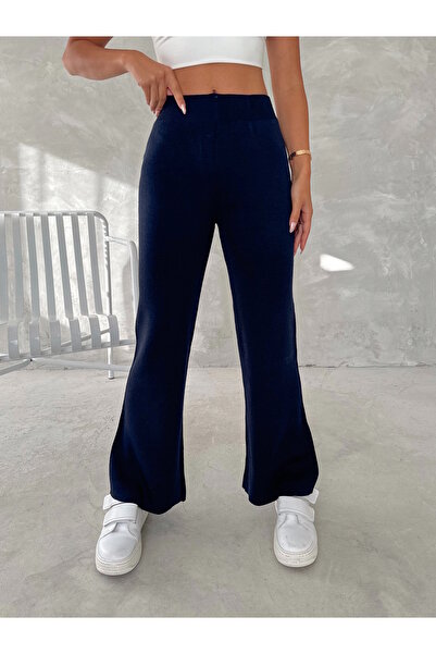 YUSUF CAN KARATAŞ KARATAŞ GİYİM Γυναικείο πλεκτό παντελόνι Navy Blue - Ελαστι...