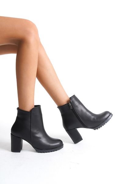 MİSSJENY cizme din piele neagra cu toc