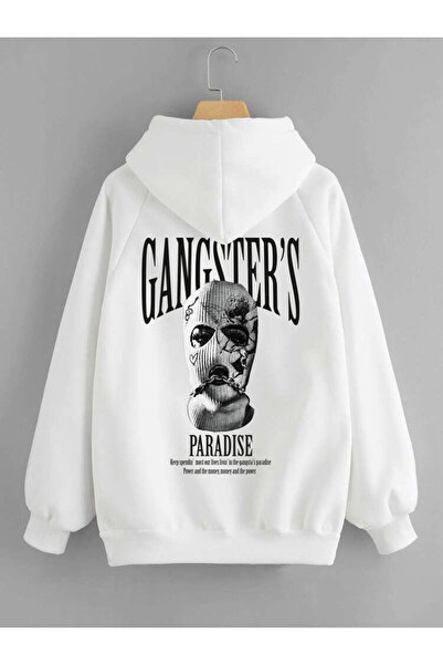 Relax family xf Unisex White Oversize Hooded Sweatshirt - Gangss Back Print