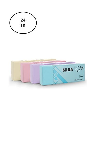 Silka Art.44 Pastel - Medium Size 4-Piece Exam Eraser, Set of 24
