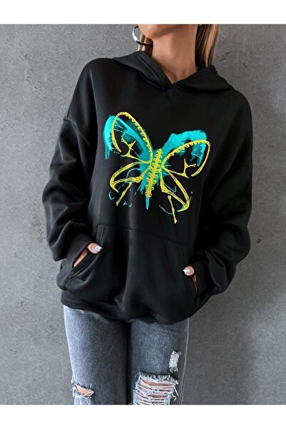 Relax family xf Πολύχρωμο σχέδιο με στάμπα γυναικεία φούτερ oversize