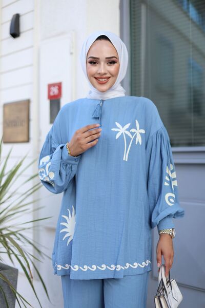 Wovi Moda Hijab Suit Γυναικεία - Λεπτομέρεια εκτύπωσης περιγράμματος