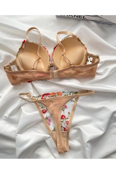 SİLVER MİRROR Floral Supported Bra Panty Set