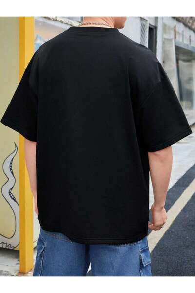 Relax family xf Unisex Shadow Skull Printed Oversize Μαύρο T-shirt