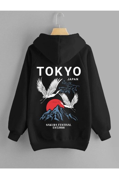 Relax family xf Hooded Unisex Black Sweatshirt - Tokyo