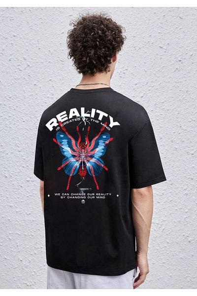 Relax family xf Ανδρικό μπλουζάκι Oversize Reality Back Printed Μαύρο