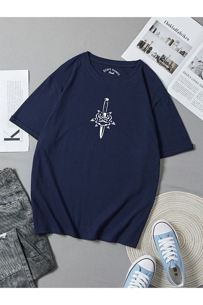 Relax family xf Ανδρικό μπλουζάκι Skullcracked Oversize Navy Blue