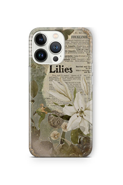 Space Star iPhone 15 Pro Uyumlu Lilies Tasarım Baskılı Şeffaf Kılıf