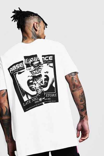Relax family xf Tricou alb oversize pentru bărbați - Abse Model