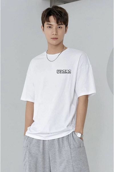 Relax family xf Tricou oversize alb Unixe - Imprimare pe spate Osaka