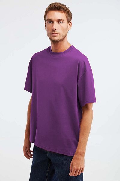 Relax family xf Ανδρικό μπλουζάκι Oversize Loose Fit Crew Neck Βαμβακερό καλοκαιρινό μπλουζάκι χωρίς στάμπα Casual Basic