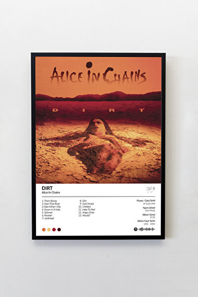 Sticksy Alice In Chains Dirt Albümü Çerçevesiz Albüm Tasarımlı Spotify Poster