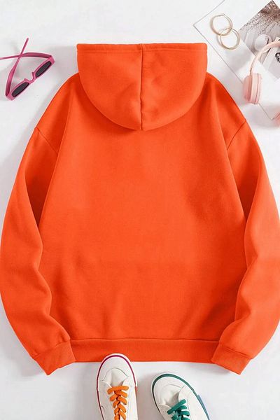 Relax family xf Unisex Hooded Orange Sweatshirt Winter Cotton 2 Thread