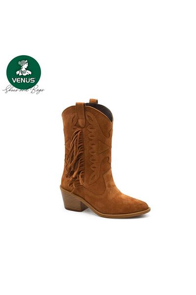 Venüs Дамски кожени ботуши VENUS 2454101K с ток и ресни