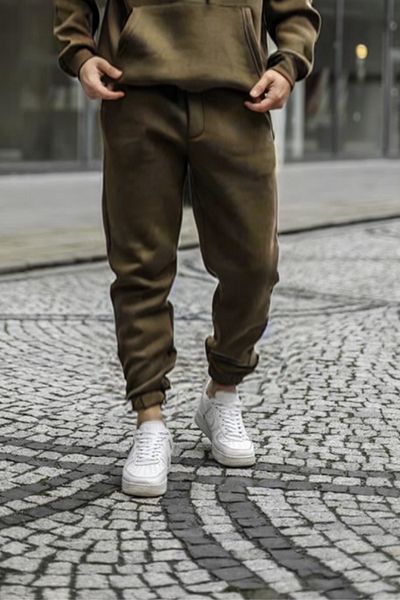 ruNadeS Men's Winter Warm Cotton Sporty Sweatpants with Elastic Legs