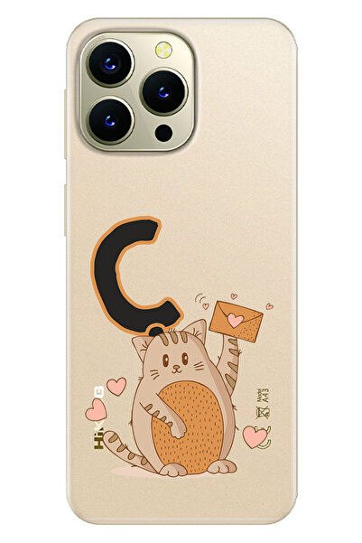 HİKİNG A43 / A48 Uyumlu Kılıf Baskılı Desenli Silikon Kedili Ç Harfi