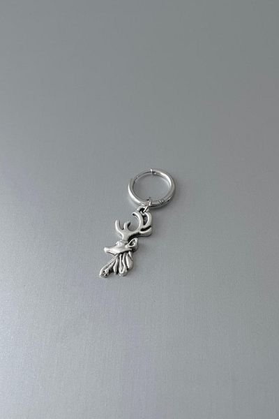 Jaida Moda Unisex Silver New Year Christmas Reindeer Dangle Hoop Steel Earrings