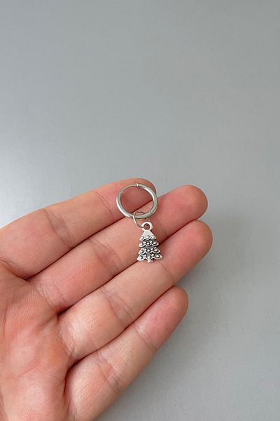 Jaida Moda Unisex Silver New Year Christmas Tree Figure Dangle Steel Earrings